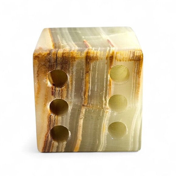 Vintage Onyx Stone Pen Pencil Holder Marble Block MCM Retro Office Desk Decor - Picture 6 of 7